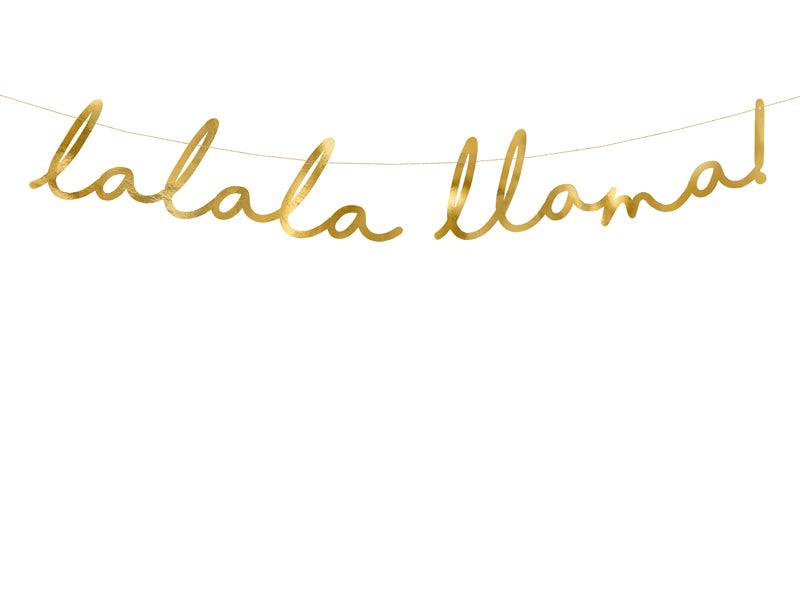 Banner Lama - Lalala Llama, gold, 12,5x82cm - FeierGlanz